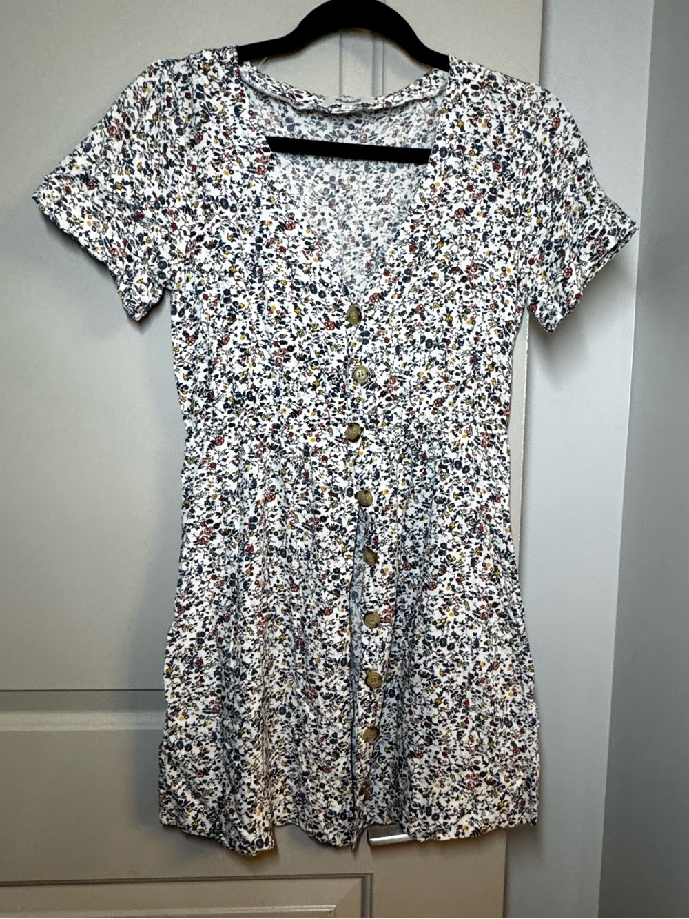 Madewell White Mini Dress with Multicolor Floral Print